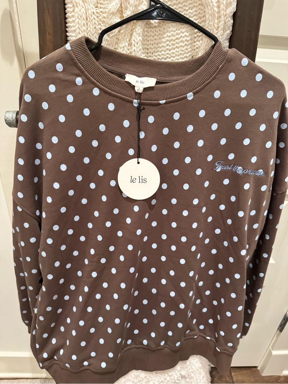 Le Lis Brown Sweatshirt with Light Blue Polka Dots